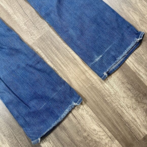 7 for All Mankind Women's Blue Bootcut Jeans Size 28X34 Long Distressed Western - Picture 5 of 10